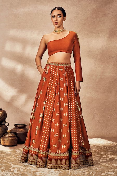 Masaba Traveller Palm Foil Print Kalidar Lehenga Set 