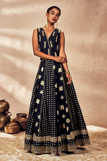 Masaba Palmscape Trinkets Foil Print Kalidar Lehenga Set 