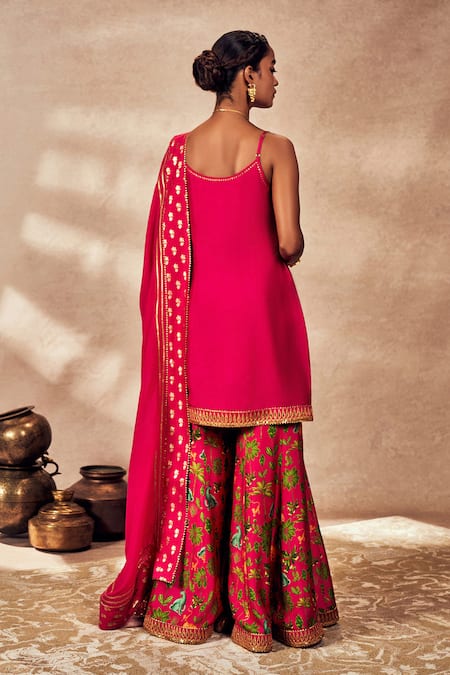 Masaba Placement Foil Print Tunic Sharara Set 