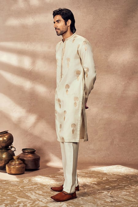 Buy Masaba Ivory Jacquard, Silk Embroidery Travellers Kurta And Pant Set Online at Aza Fashions Buy_Masaba_Ivory Jacquard, Silk Embroidery Travellers Kurta And Pant Set _Online_at_Aza_Fashions