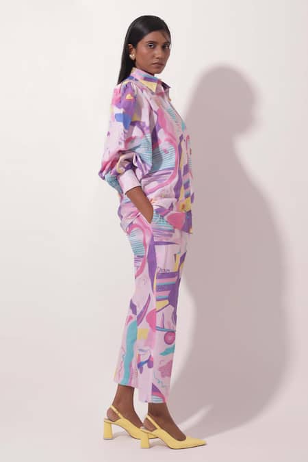 Pop Sugar Pop Sugar Abstract Print Shirt With Pant 