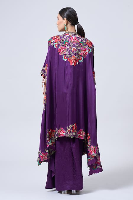 Minaxi Dadoo Kashmiri Embroidered Butterfly Cape With Skirt 