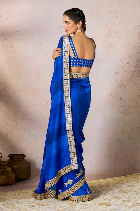 Masaba Mystic Fish Motif Embroidered Saree With Unstitched Blouse Piece 