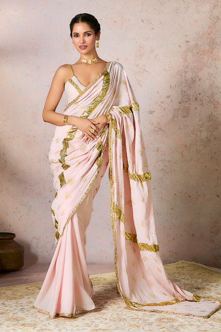 Masaba Potters Touch Gota Work Saree With Unstitched Blouse Piece 