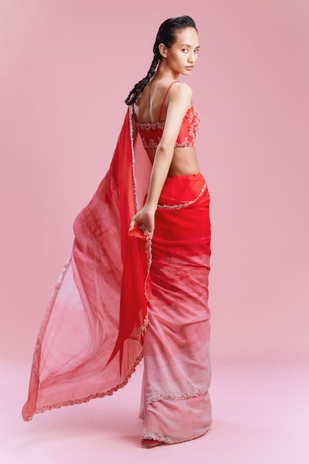 Dolly J Chiffon Ombre Saree With Blouse 