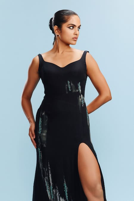 Dolly J Kash Chiffon Brush Stroke Printed Gown 