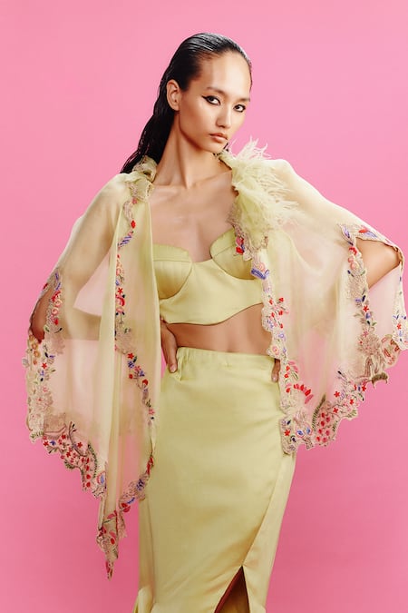 Buy Dolly J Green Satin Embroidery Sweetheart Neck Naila Skirt Set Online at Aza Fashions Buy_Dolly J_Green Satin Embroidery Sweetheart Neck Naila Skirt Set _Online_at_Aza_Fashions