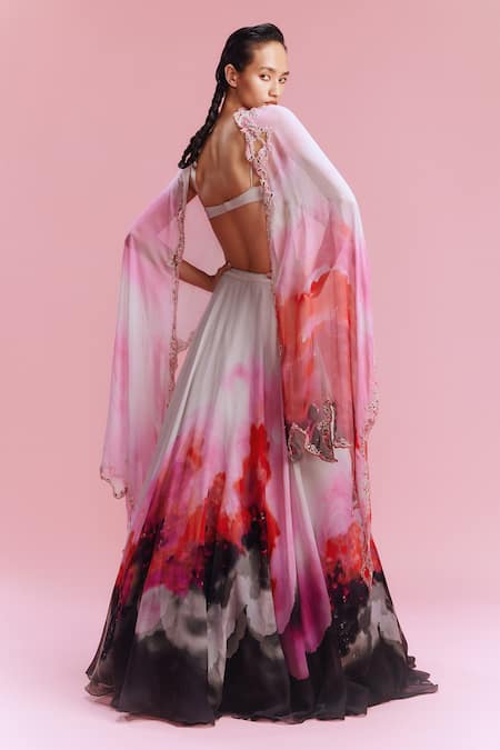 Dolly J Koa Chiffon Watercolor Effect Lehenga Set 