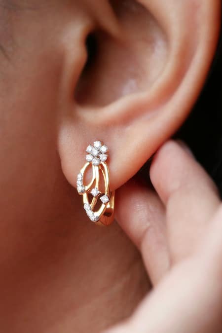 Fiona Diamonds Yellow Imitation Diamonds 14kt Gold Lab Studded Earrings Online at Aza Fashions Fiona Diamonds_Yellow Imitation Diamonds 14kt Gold Lab Studded Earrings_Online_at_Aza_Fashions