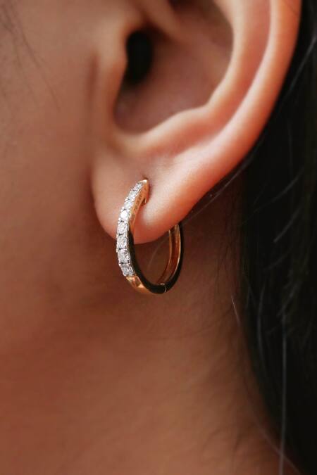 Fiona Diamonds White Imitation Diamonds 18kt Gold Lab Earrings Online at Aza Fashions Fiona Diamonds_White Imitation Diamonds 18kt Gold Lab Earrings_Online_at_Aza_Fashions