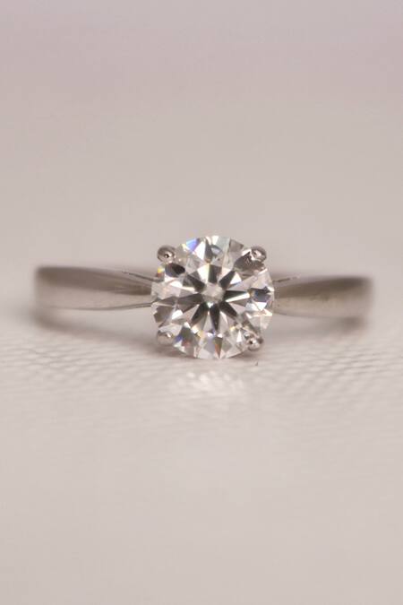 Shop Fiona Diamonds White Imitation Diamonds 14kt Gold Round Shaped Lab Ring at Aza Fashions Shop_Fiona Diamonds_White Imitation Diamonds 14kt Gold Round Shaped Lab Ring_at_Aza_Fashions