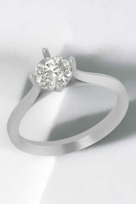 Fiona Diamonds 14kt White Gold Round Shaped Lab Diamond Ring 