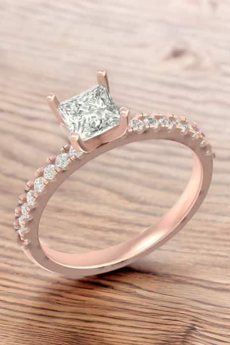 Fiona Diamonds 14kt Rose Gold Princess Shaped Lab Diamond Ring 