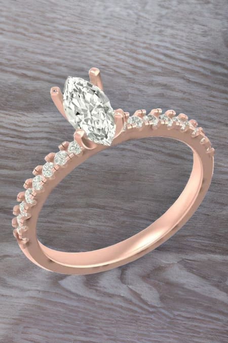 Fiona Diamonds 14kt Rose Gold Marquise Shaped Lab Diamond Ring 