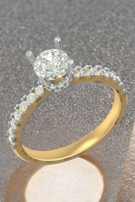 Fiona Diamonds 14kt Yellow Gold Brilliant Round Cut Lab Diamond Ring 