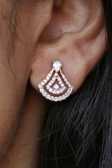 Shop Fiona Diamonds Yellow Imitation Diamonds 14kt Gold Lab Earrings at Aza Fashions Shop_Fiona Diamonds_Yellow Imitation Diamonds 14kt Gold Lab Earrings_at_Aza_Fashions