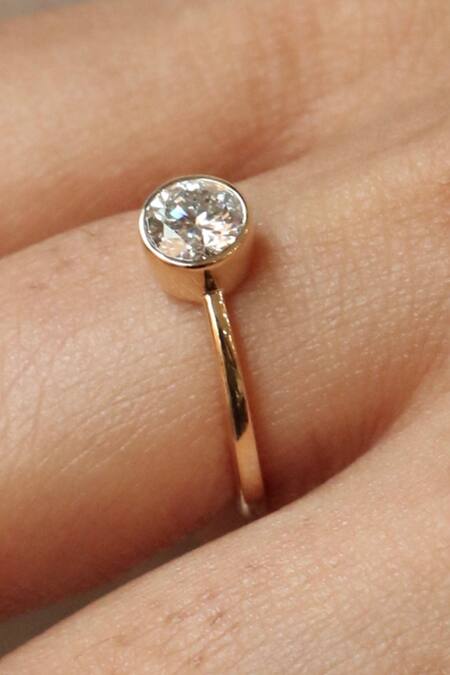 Shop Fiona Diamonds Yellow Imitation Diamonds 14kt Gold Round Cut Lab Ring at Aza Fashions Shop_Fiona Diamonds_Yellow Imitation Diamonds 14kt Gold Round Cut Lab Ring_at_Aza_Fashions