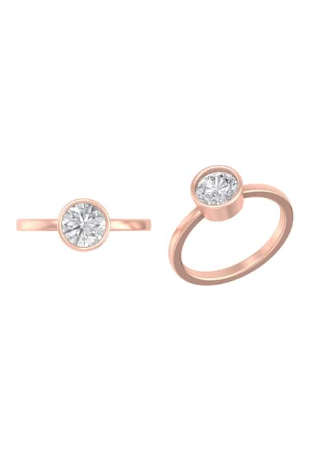 Fiona Diamonds 14kt Rose Gold Round Cut Lab Diamond Ring 