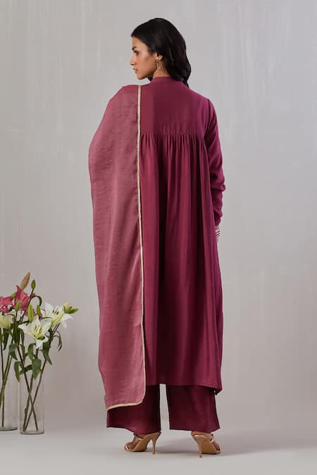 Grass & Sunshine Gota Stripe Yoke Embroidered Anarkali Set 