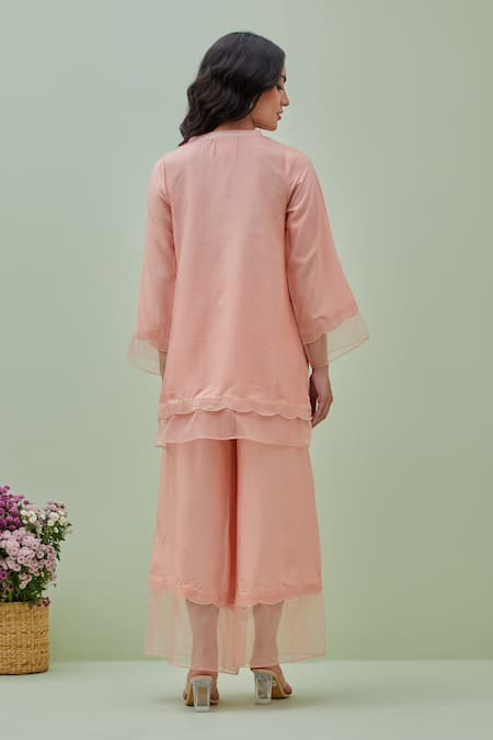 Grass & Sunshine Sequin Trim Embellished Kurta With Flared Pant 