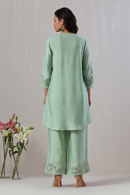 Grass & Sunshine Flora Applique Embroidered Kurta With Pant 