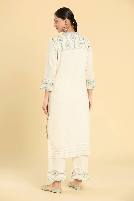 Label Lila Damask Embroidered Kurta Pant Set 