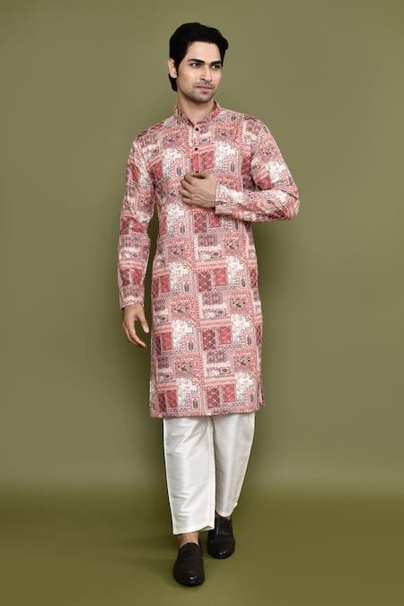 Arihant Rai Sinha Geometric Print Embroidered Kurta & Pant Set 