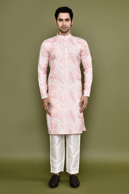 Buy Arihant Rai Sinha Pink Cotton, Silk Sequins, Embroidery Abstract Print Kurta And Pant Set Online at Aza Fashions Buy_Arihant Rai Sinha_Pink Cotton, Silk Sequins, Embroidery Abstract Print Kurta And Pant Set _Online_at_Aza_Fashions