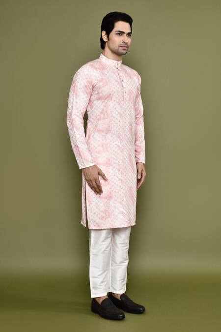Buy Arihant Rai Sinha Pink Cotton, Silk Sequins, Embroidery Abstract Print Kurta And Pant Set Buy_Arihant Rai Sinha_Pink Cotton, Silk Sequins, Embroidery Abstract Print Kurta And Pant Set