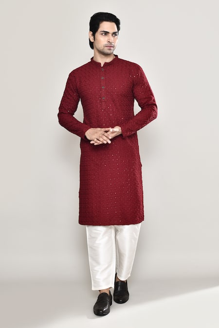 Arihant Rai Sinha Flower Jaal Chikankari Embroidered Kurta With Pant 