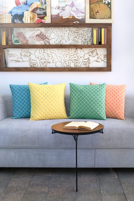Mid July Home Multi Color Cotton Quilted Classic Pattern Cushion Cover 4 Pcs Set 