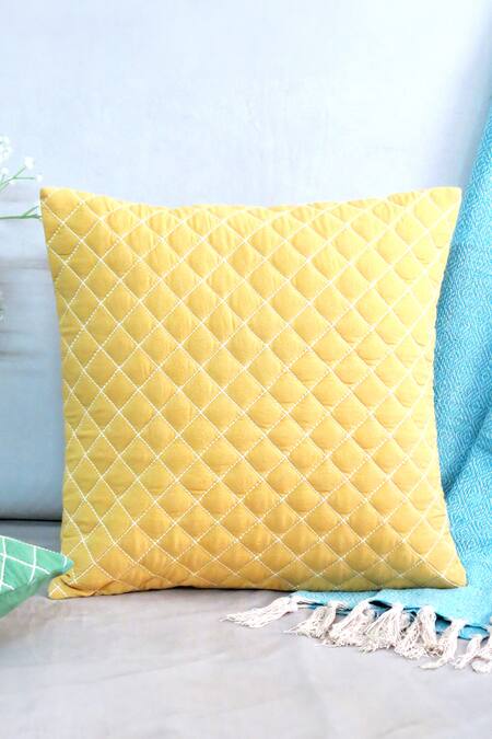Buy_Mid July Home_Multi Color Cotton Quilted Classic Pattern Cushion Cover 4 Pcs Set_Online_at_Aza_Fashions