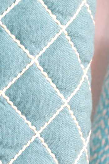 Mid July Home_Blue Cotton Quilted Thread Embroidered Cushion Cover_Online_at_Aza_Fashions