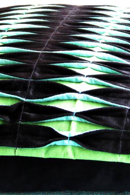 Buy Mid July Home Black Velvet, Cotton Mystical Folds Pintuck Cushion Cover Online at Aza Fashions Buy_Mid July Home_Black Velvet, Cotton Mystical Folds Pintuck Cushion Cover_Online_at_Aza_Fashions