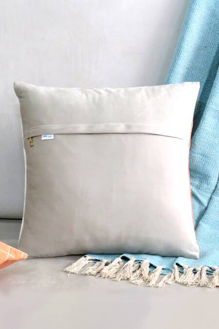 Shop Mid July Home Multi Color Velvet, Cotton Soft Sculptures Pintuck Cushion Cover 3 Pcs Set at Aza Fashions Shop_Mid July Home_Multi Color Velvet, Cotton Soft Sculptures Pintuck Cushion Cover 3 Pcs Set_at_Aza_Fashions