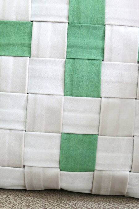 Mid July Home_Off White Velvet, Contemporary Elegance Square Shaped Cushion Cover 3 Pcs Set_at_Aza_Fashions