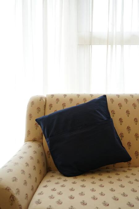 Buy_Inheritance India_Blue 100% Cotton Bijnor Block Print Cushion Covers - Set Of 4_Online_at_Aza_Fashions