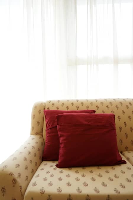 Inheritance India_Maroon 100% Cotton Rangoli Block Print Cushion Covers - Set Of 4_Online_at_Aza_Fashions