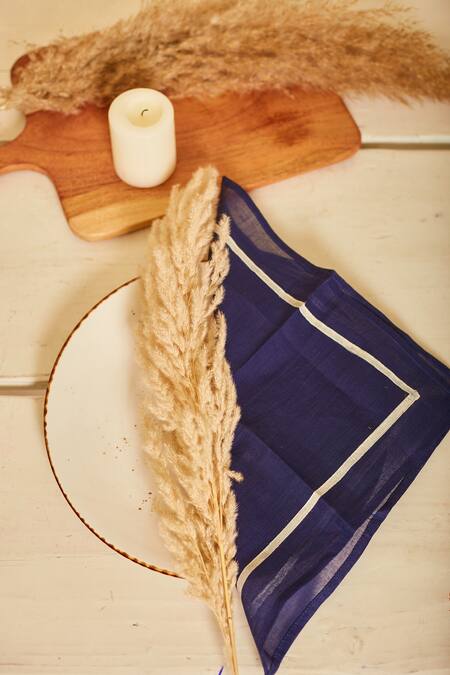 Buy Inheritance India Blue 100% Cotton Blossom Block Print Table Mat And Napkin Set Online at Aza Fashions Buy_Inheritance India_Blue 100% Cotton Blossom Block Print Table Mat And Napkin Set_Online_at_Aza_Fashions