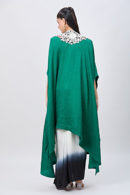 Minaxi Dadoo Embellished Cape & Shaded Draped Skirt Set 