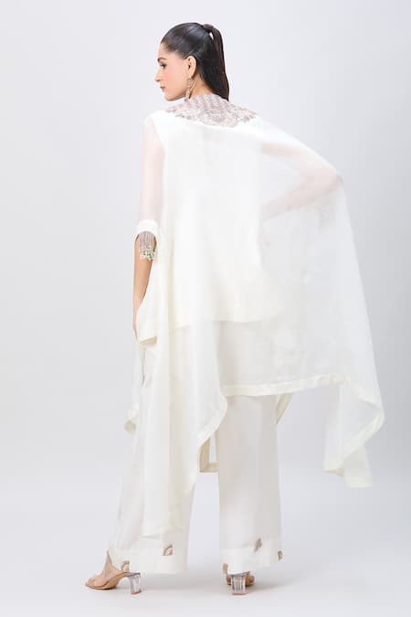 Minaxi Dadoo Peacock Embroidered Cape & Kurta Set 