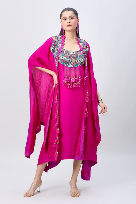 MINAXI DADOO Embellished Tunic & Tasseled Cape 