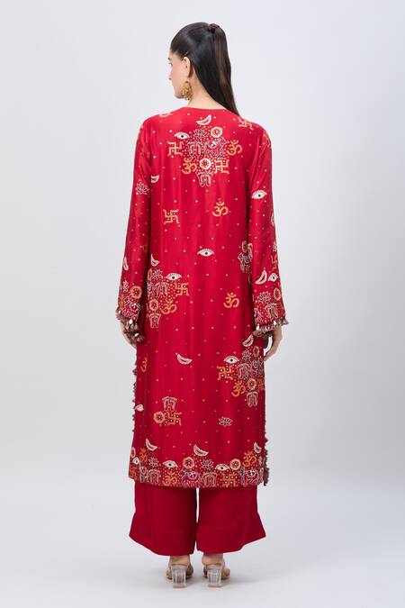 Minaxi Dadoo Temple Embroidered Kurta Set 