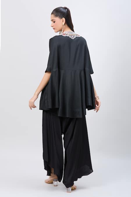 Minaxi Dadoo Boho Embellished Cape & Flared Pant Set 