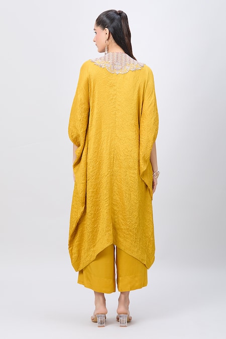 Minaxi Dadoo Embellished Crushed Kaftan & Pant Set 