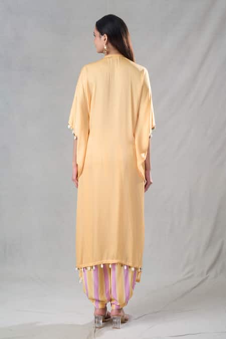 Suave Shell Detailed Draped Kaftan With Pant 