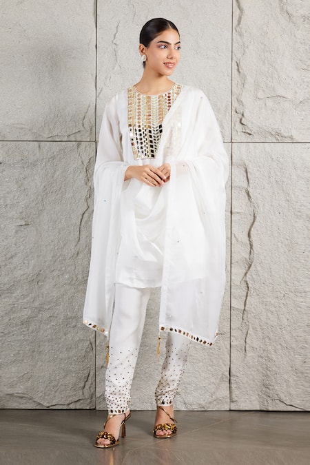 Kiran Kalsi Mirror Hand Embroidered A-Line Kurta Set 