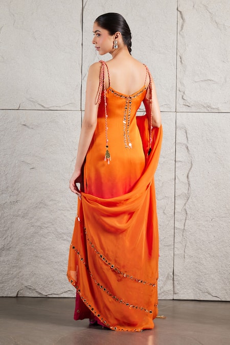 Kiran Kalsi Mirror Hand Embroidered Ombre Kurta Set 