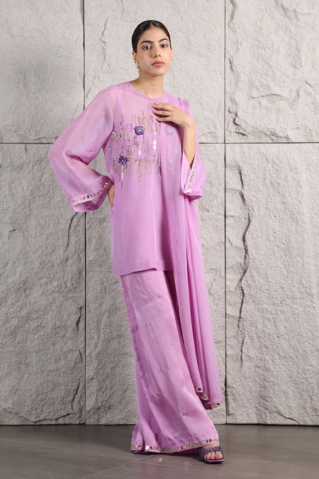 Kiran Kalsi Floral Hand Embroidered Kurta Set 