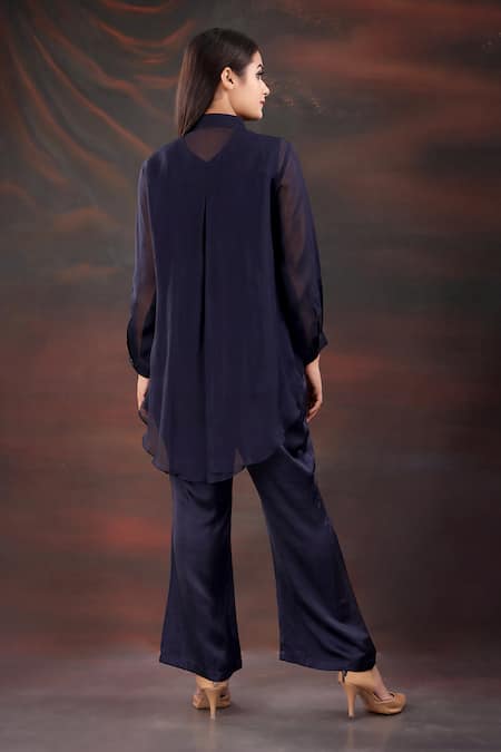 Myra Clothing Line Bead Embellished High-Low Shirt & Pant Set 